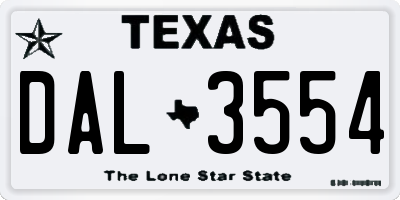 TX license plate DAL3554