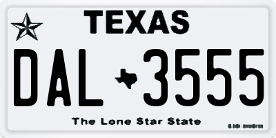 TX license plate DAL3555