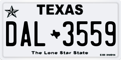 TX license plate DAL3559