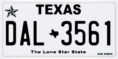 TX license plate DAL3561