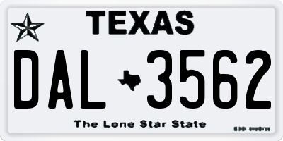 TX license plate DAL3562