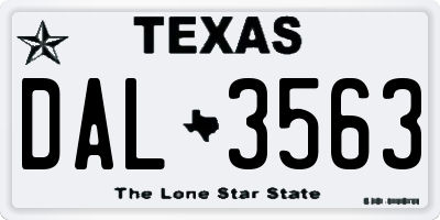 TX license plate DAL3563