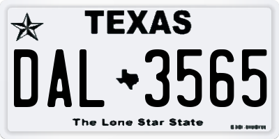 TX license plate DAL3565
