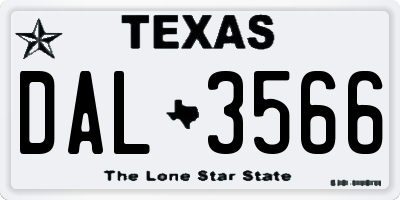 TX license plate DAL3566