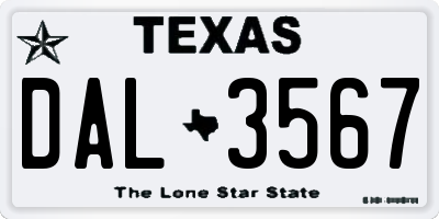 TX license plate DAL3567