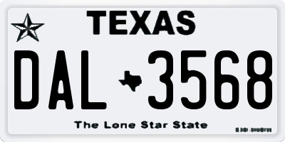 TX license plate DAL3568