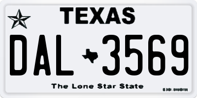 TX license plate DAL3569