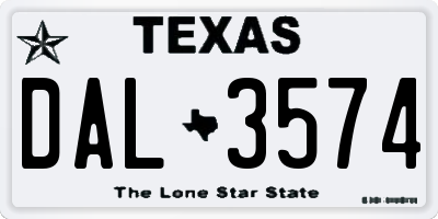 TX license plate DAL3574