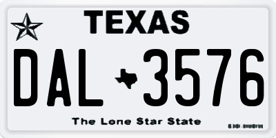 TX license plate DAL3576