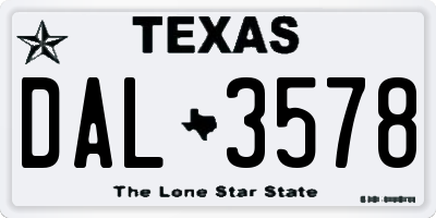 TX license plate DAL3578