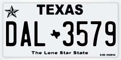 TX license plate DAL3579