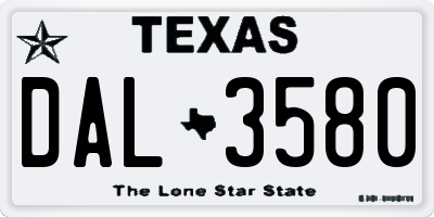 TX license plate DAL3580
