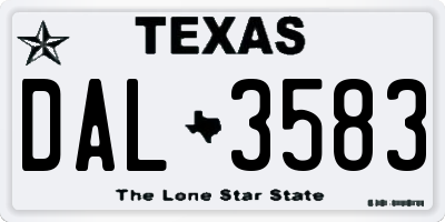 TX license plate DAL3583