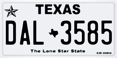 TX license plate DAL3585