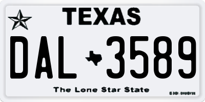 TX license plate DAL3589