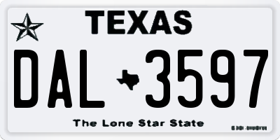 TX license plate DAL3597