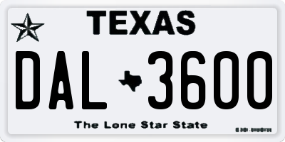 TX license plate DAL3600