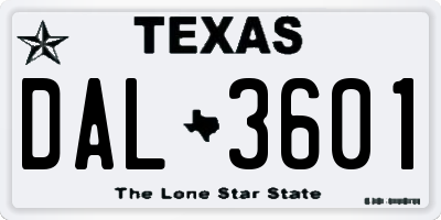 TX license plate DAL3601