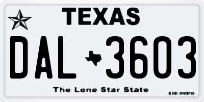 TX license plate DAL3603