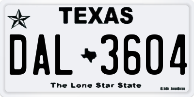 TX license plate DAL3604