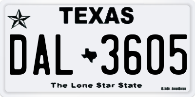 TX license plate DAL3605