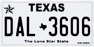TX license plate DAL3606