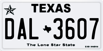 TX license plate DAL3607
