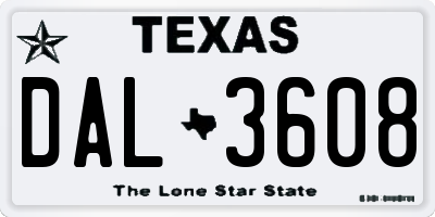 TX license plate DAL3608