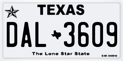 TX license plate DAL3609