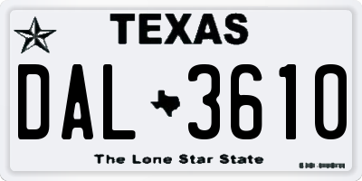 TX license plate DAL3610