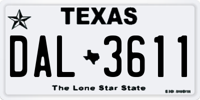 TX license plate DAL3611