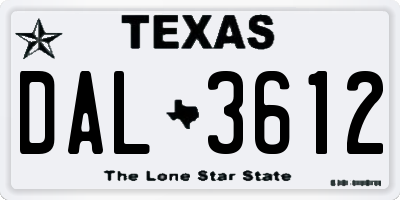 TX license plate DAL3612