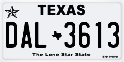 TX license plate DAL3613