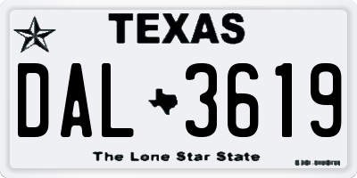 TX license plate DAL3619