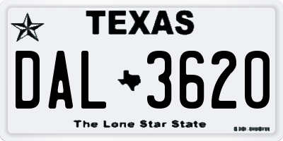 TX license plate DAL3620