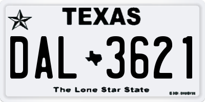 TX license plate DAL3621