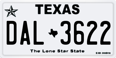 TX license plate DAL3622