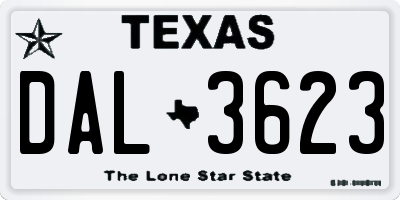 TX license plate DAL3623