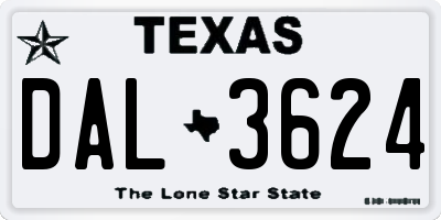 TX license plate DAL3624