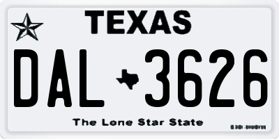 TX license plate DAL3626
