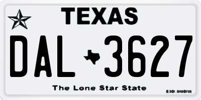 TX license plate DAL3627