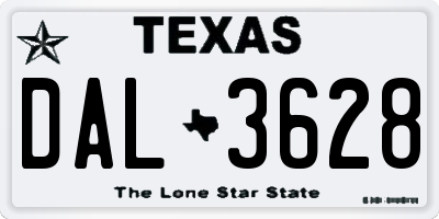 TX license plate DAL3628