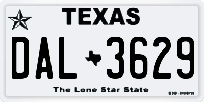 TX license plate DAL3629