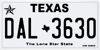 TX license plate DAL3630
