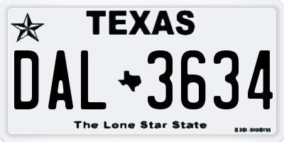 TX license plate DAL3634