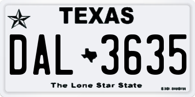 TX license plate DAL3635