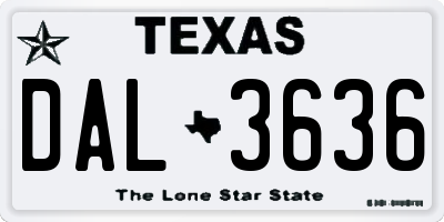 TX license plate DAL3636