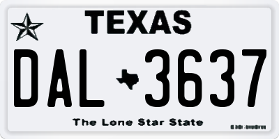 TX license plate DAL3637