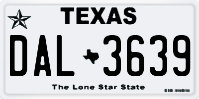 TX license plate DAL3639