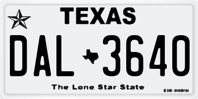 TX license plate DAL3640